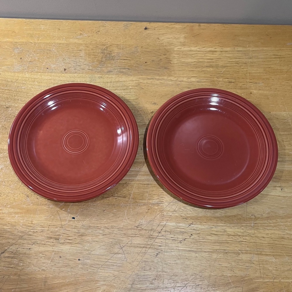 Fiesta Persimmon Dinner Plates‎ Set of 2 Art Deco MCM Homer Laughlin 10.5" USA